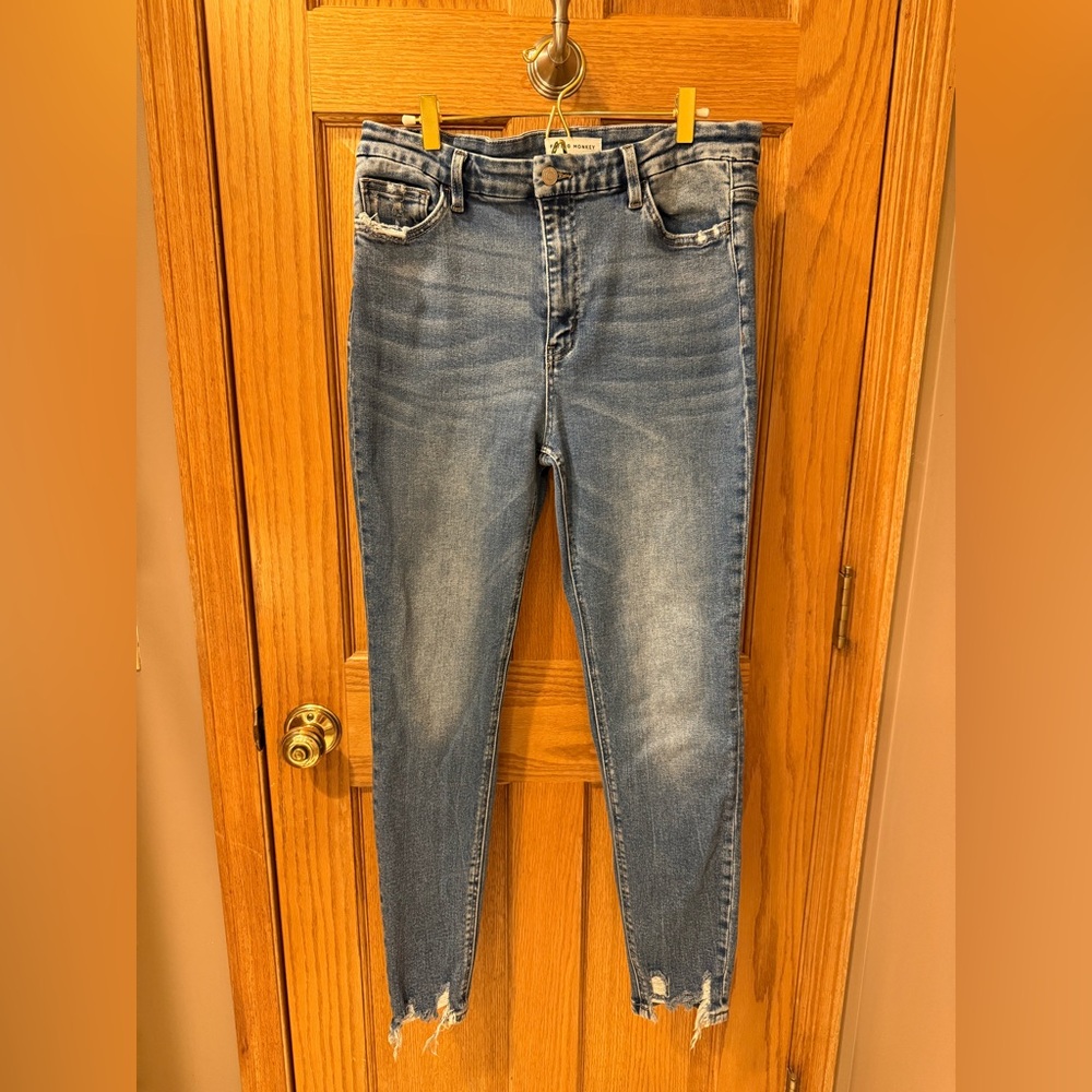 Skinny High Rise Flying Raw Hem Extra Long Monkey Jeans